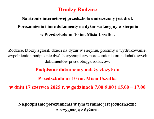 Zdjęcie: Dyżur wakacyjny w sierpniu 2025 r.