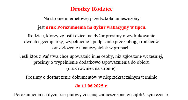 Zdjęcie: Dyżur wakacyjny w lipcu 2025 r.