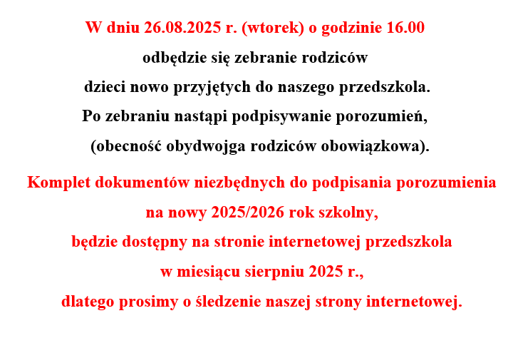 Zdjęcie: Ogłoszenie dla rodziców dzieci nowo przyjętych
