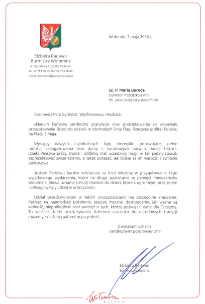 Zdjęcie: Gratulacje i podziękowanie.